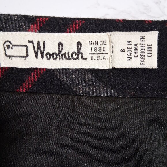 WOOLRICH Plaid Mini Skirt Black Red Wool Blend Preppy Tartan Academia Cabincore - Picture 4 of 5